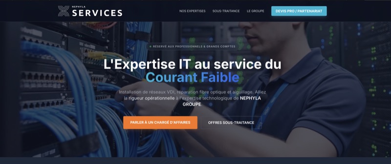 Page d'accueil du site Nephyla Services